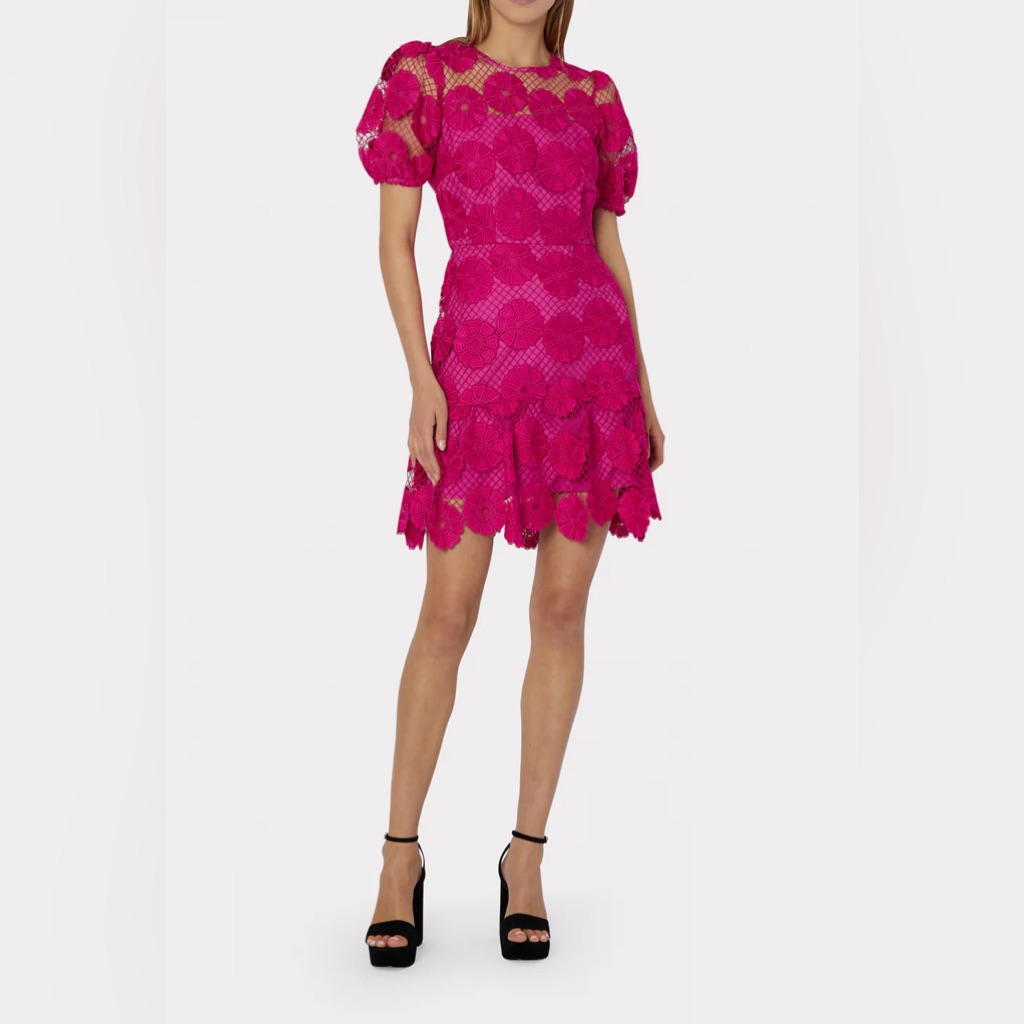 Nwt Milly Yasmin Daisy Lace Dress In Milly Pink Size 0